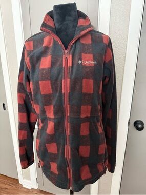 Columbia mens Red & Black Check Fleece Jacket